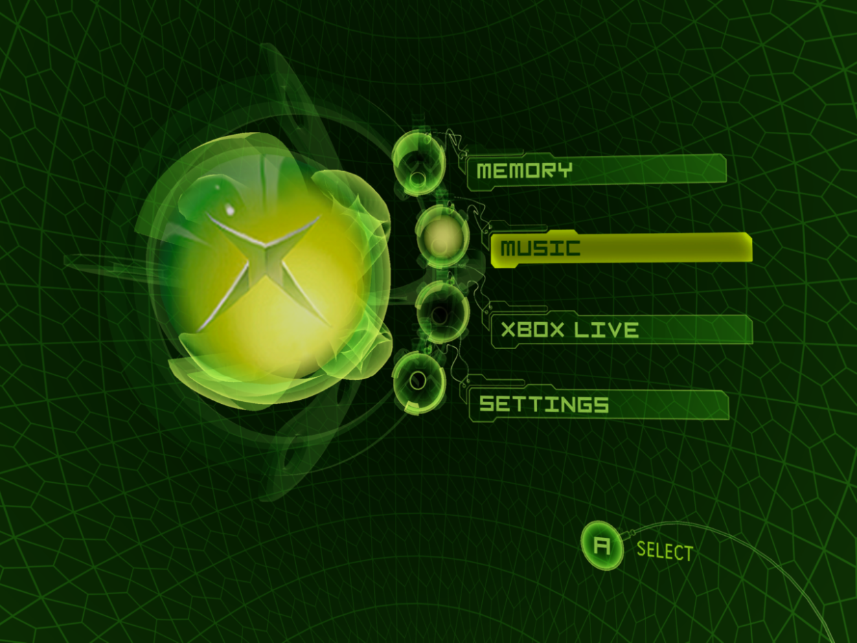 "Xbox Dashboard" running in xemu