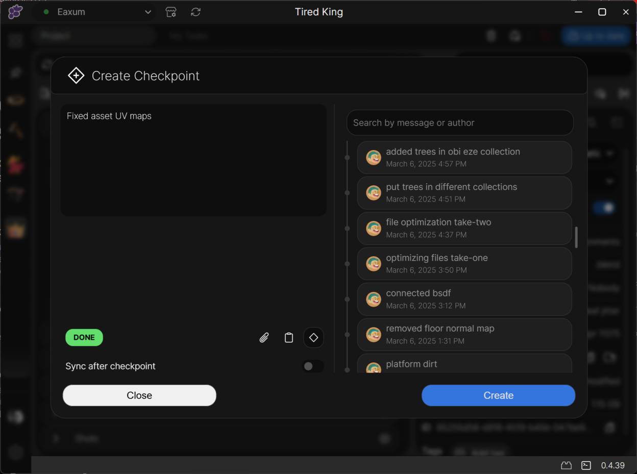 Travel back in time with checkpoints and version history