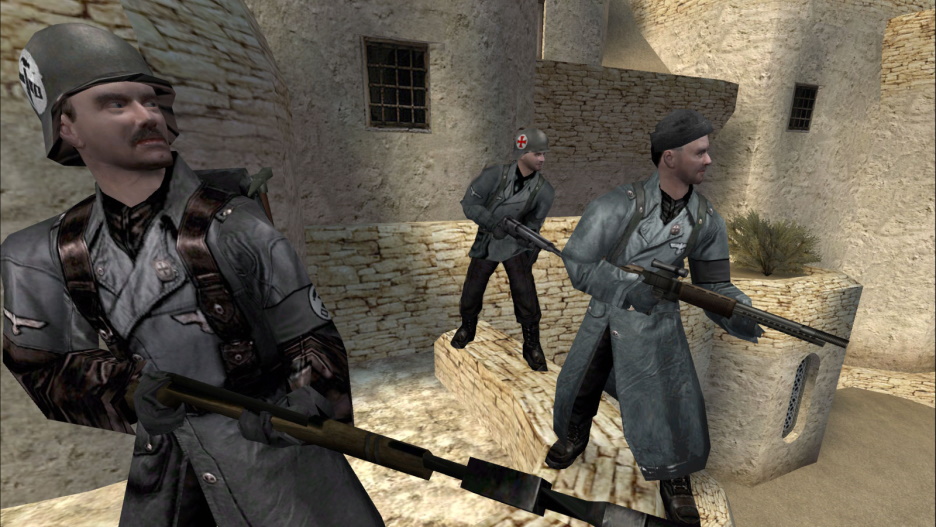 Axis soldiers guarding a city entrace