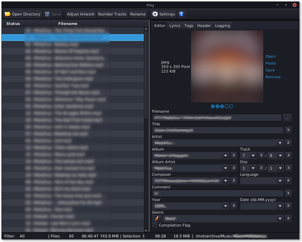 Screenshot 1 of NTag (audio file tag editor)