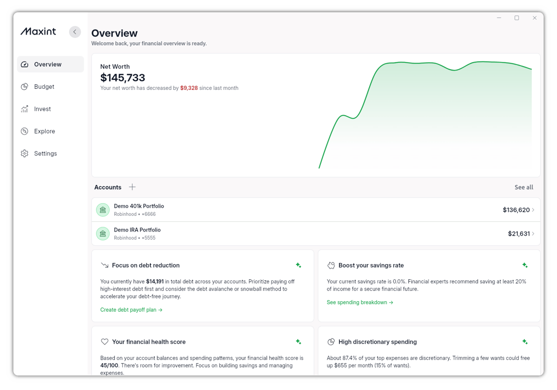 True financial clarity, in a single view.