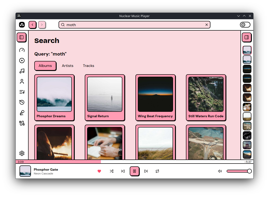 Search for albums, artists, and tracks