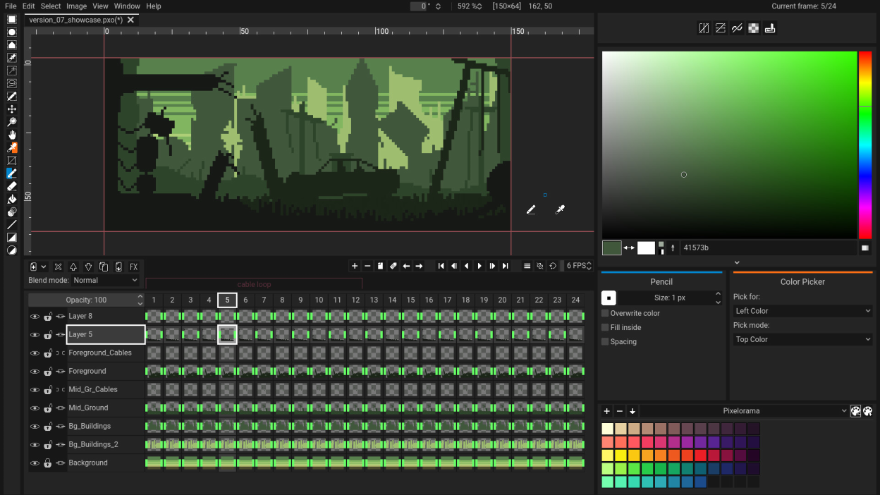 A screenshot of Pixelorama's User Interface