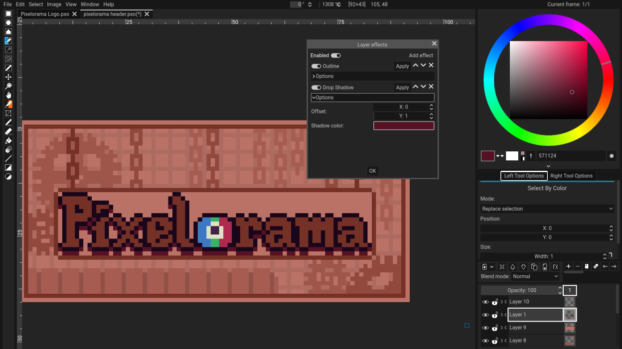 A screenshot of Pixelorama's User Interface