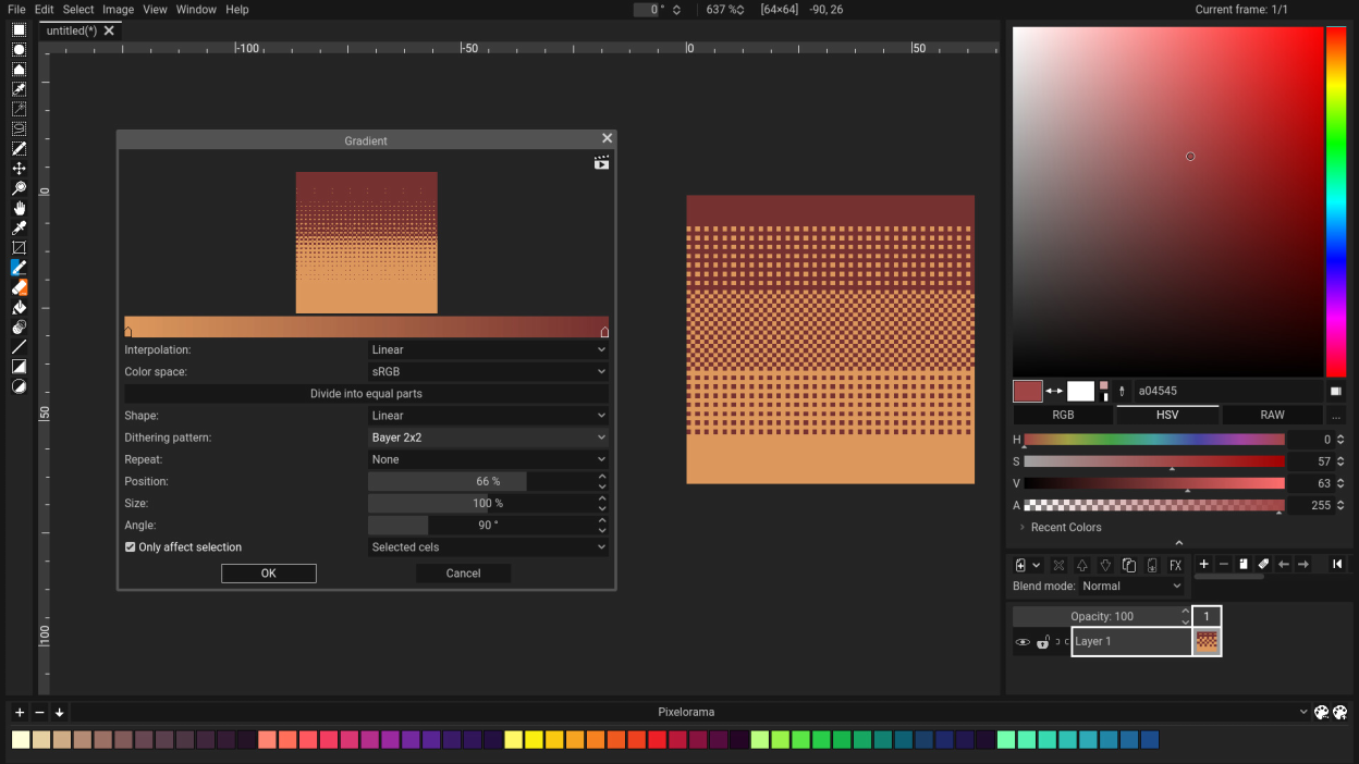 A screenshot of Pixelorama's User Interface