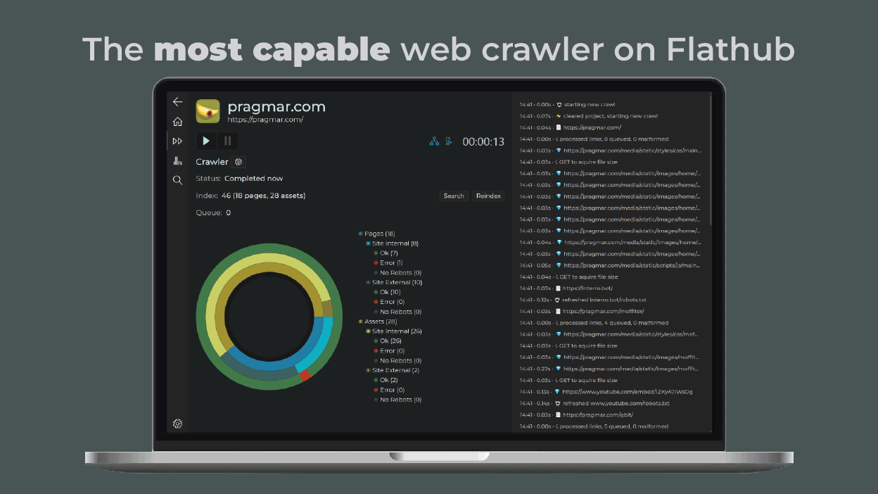 InterroBot crawling a website.