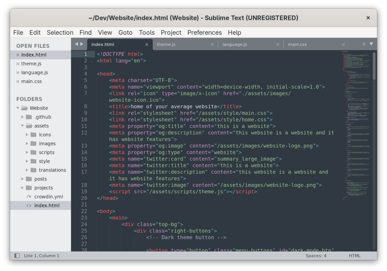 Sublime Text screenshot 1