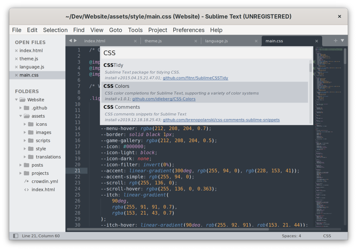 Sublime Text screenshot 2