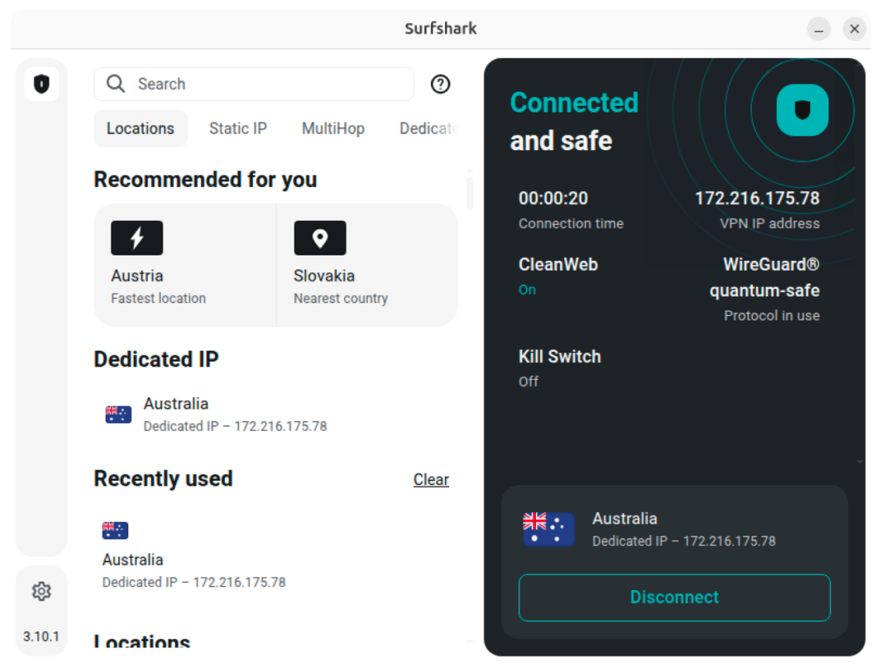 Surfshark screenshot 1