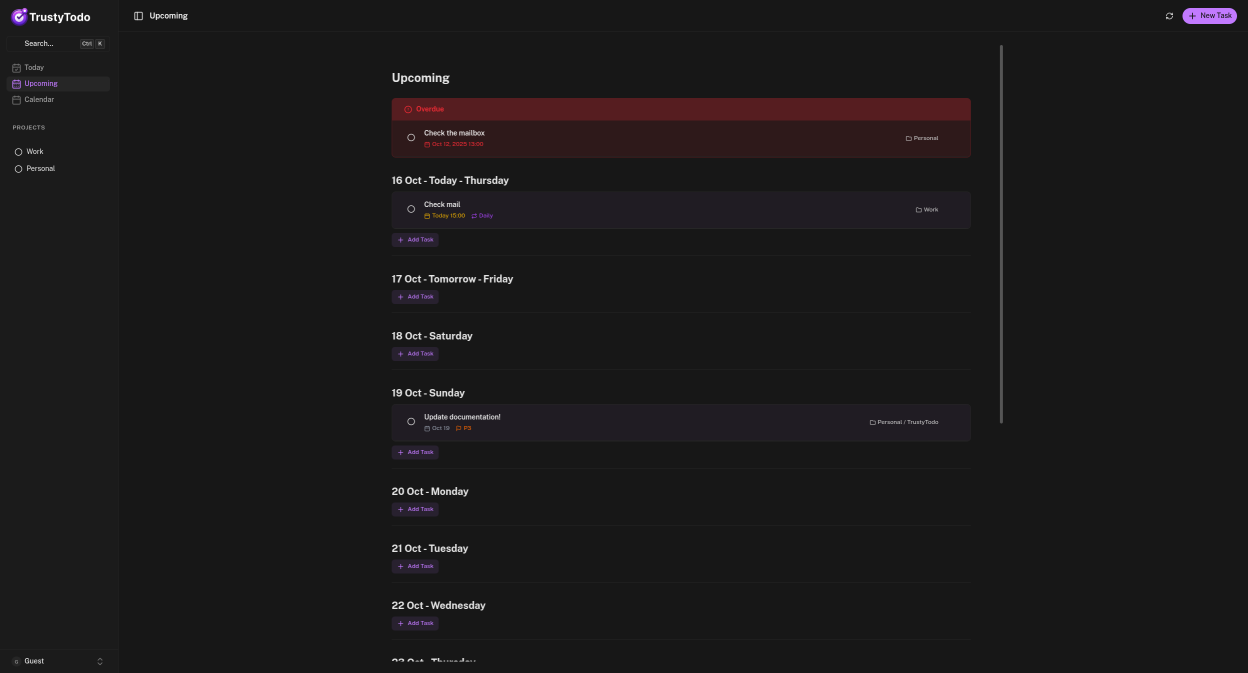 Upcoming tasks