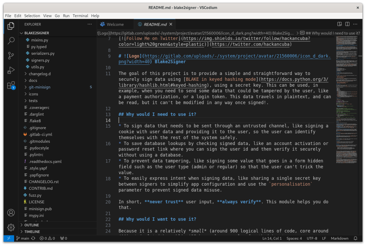 VSCodium screenshot 1