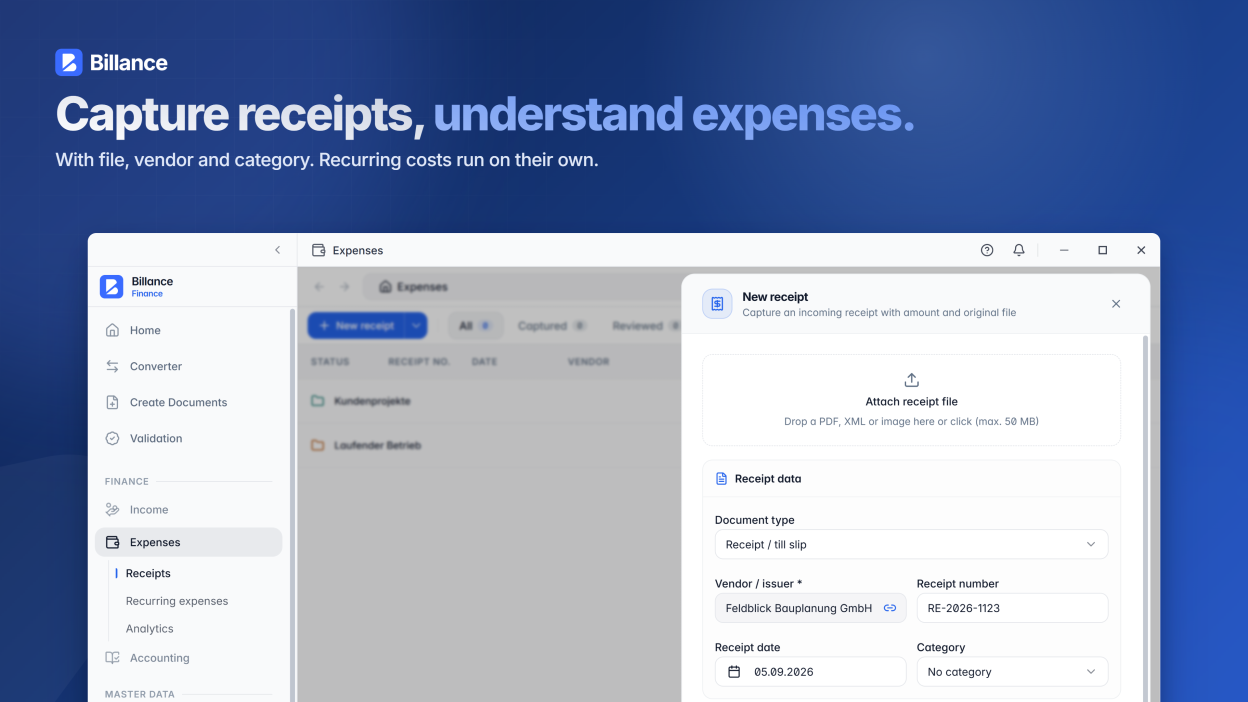 Capture receipts, organize recurring expenses, and analyze costs by period