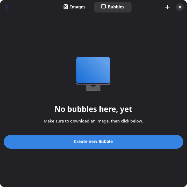 Base app, before having created any bubble