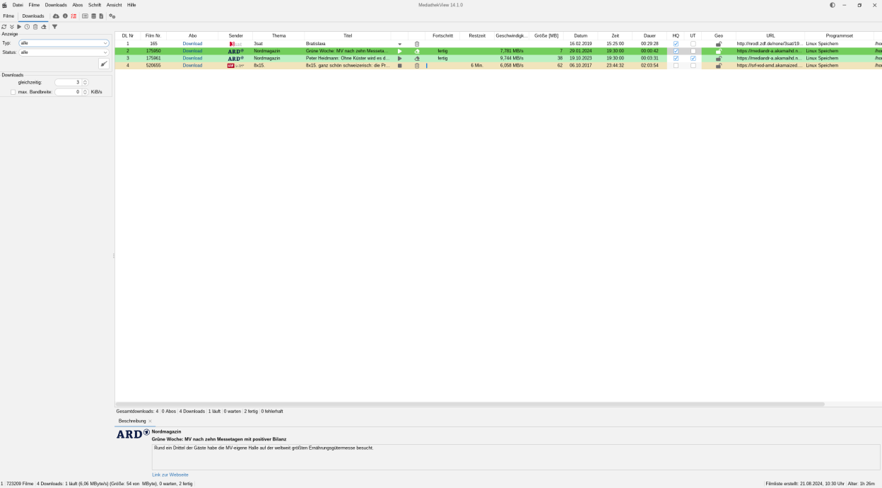 MediathekView screenshot 2