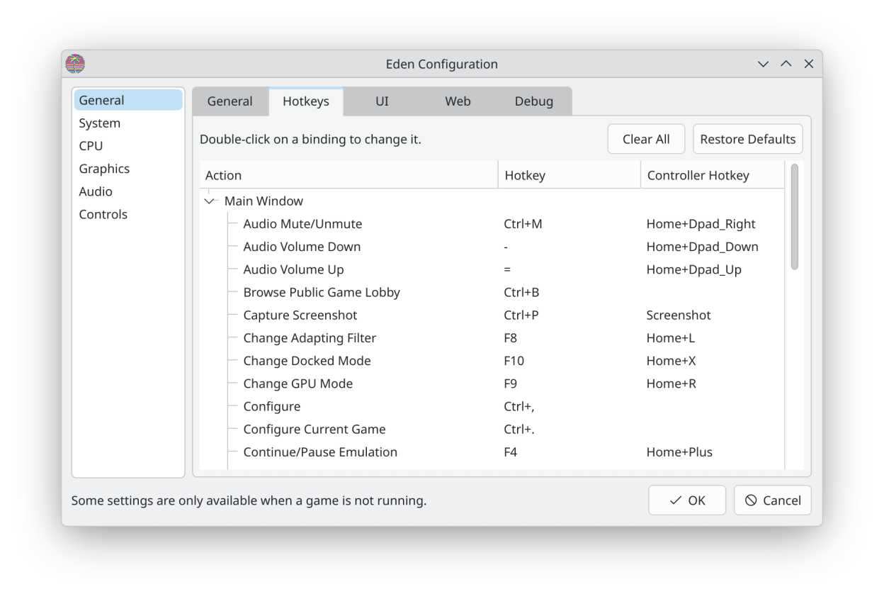 Hotkeys settings