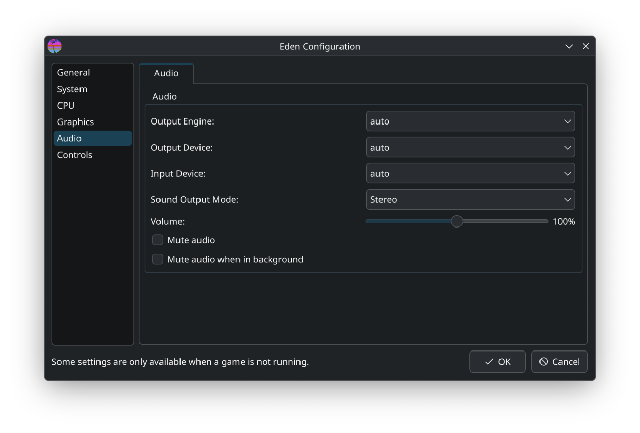 Audio settings