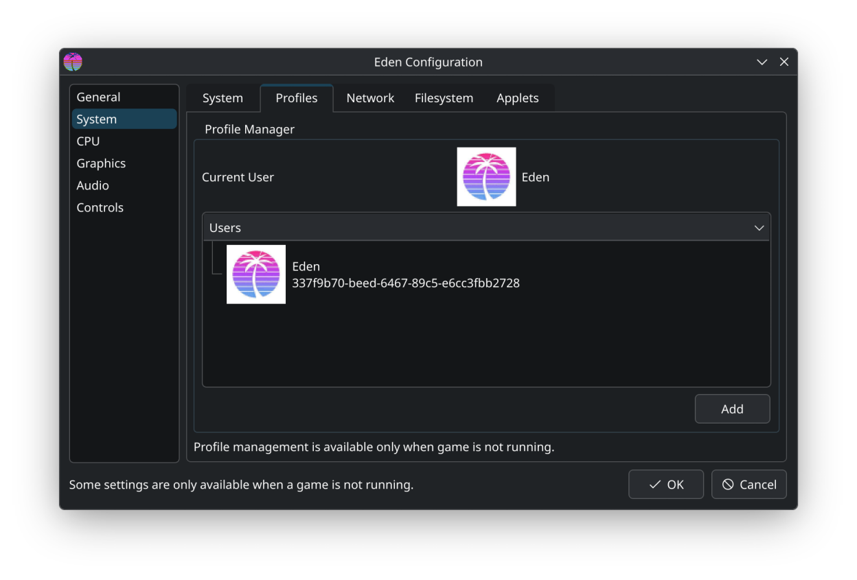 User settings