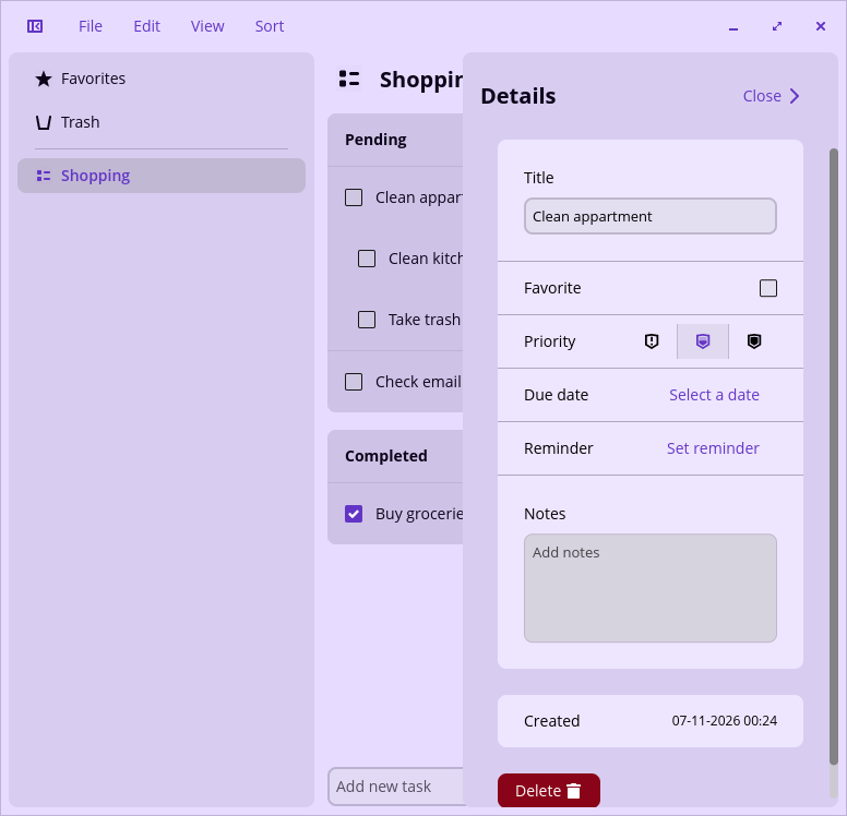 Task details