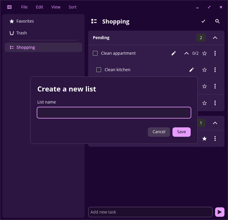 Create a new list