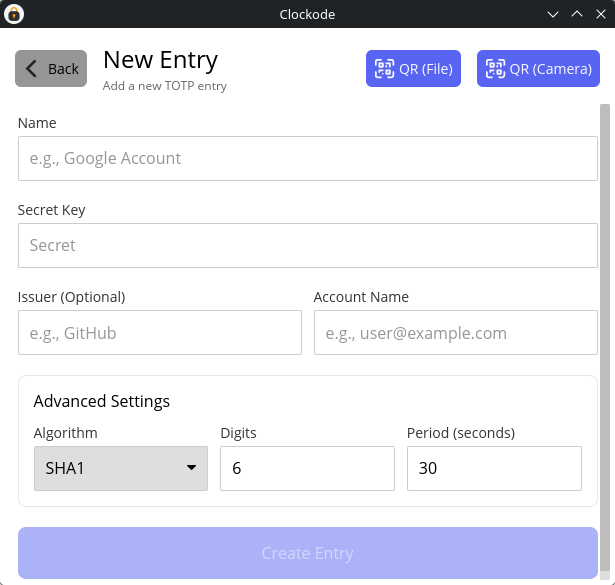 New Entry Page (Light)