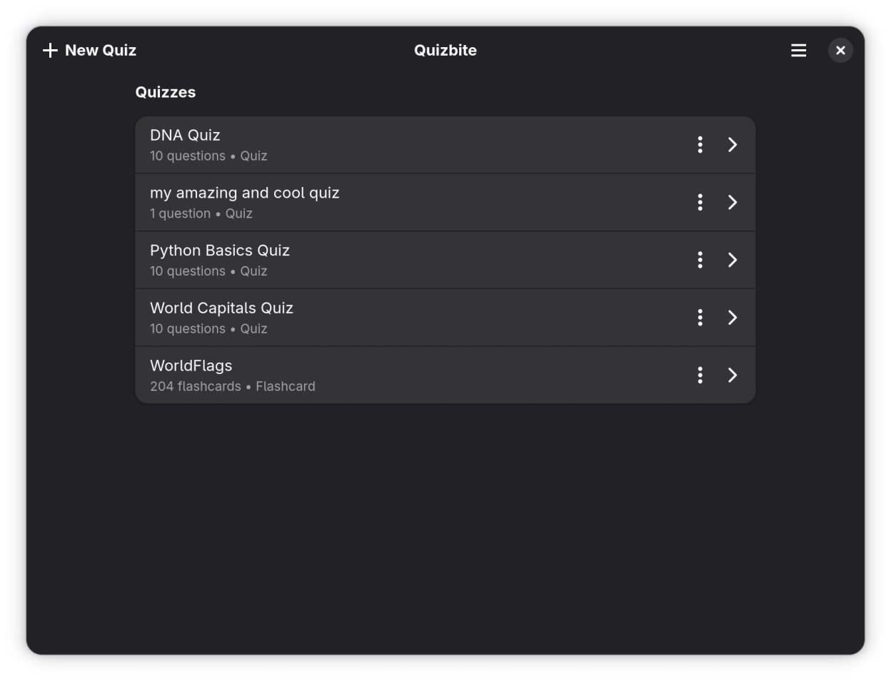 Browse and manage quizzes in your local library