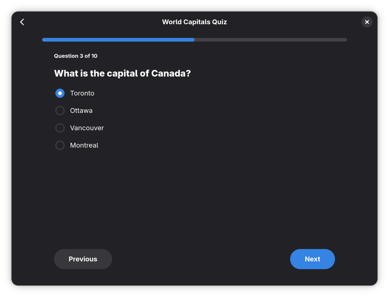 Play quizzes and review your score