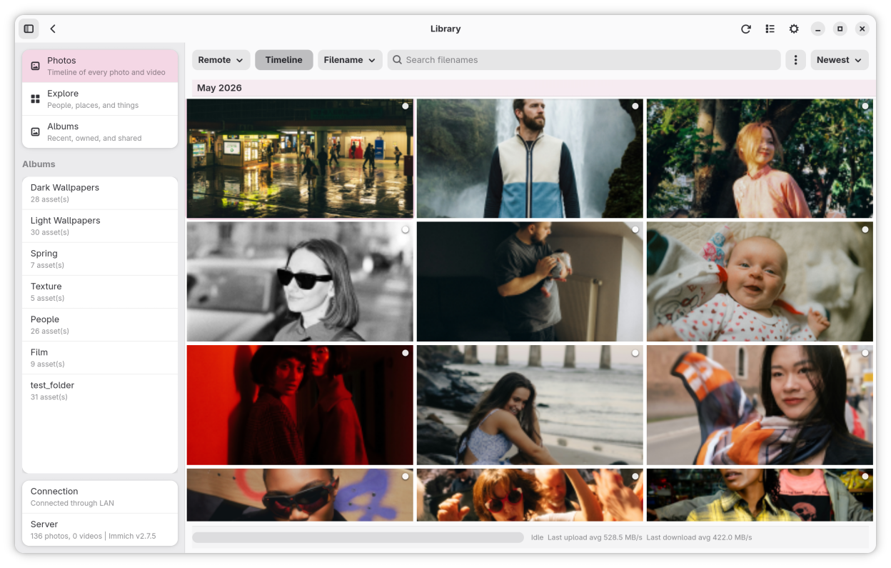 Library View - Photos page with sidebar