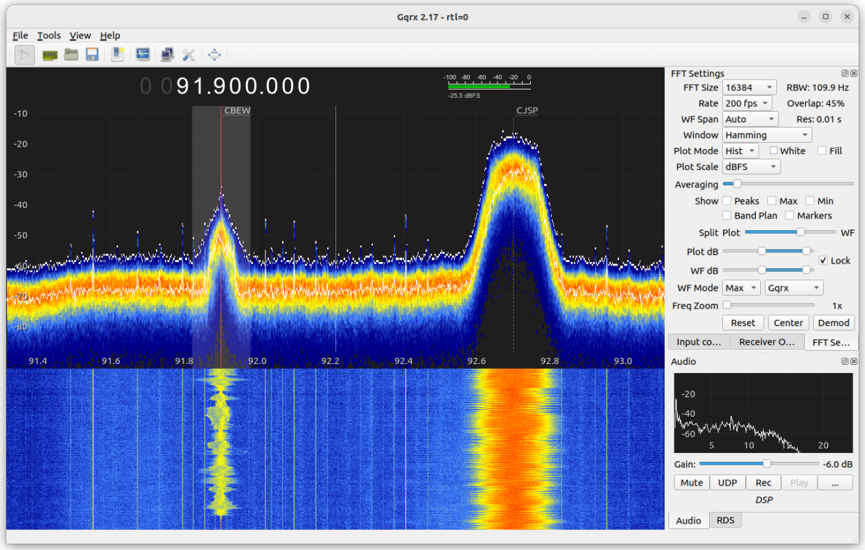 Main Gqrx window