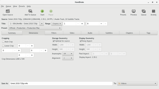 HandBrake screenshot 2