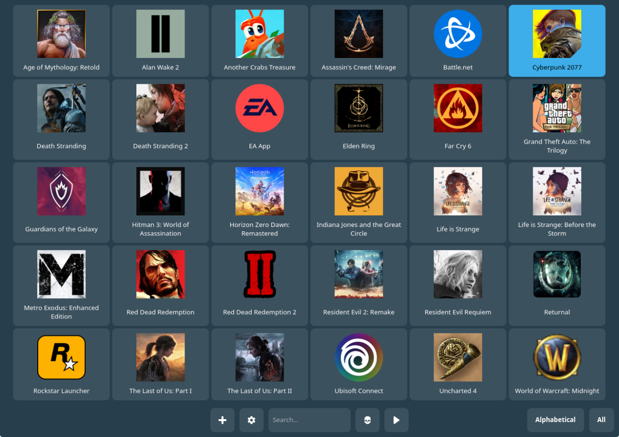 Main window: Grid interface mode