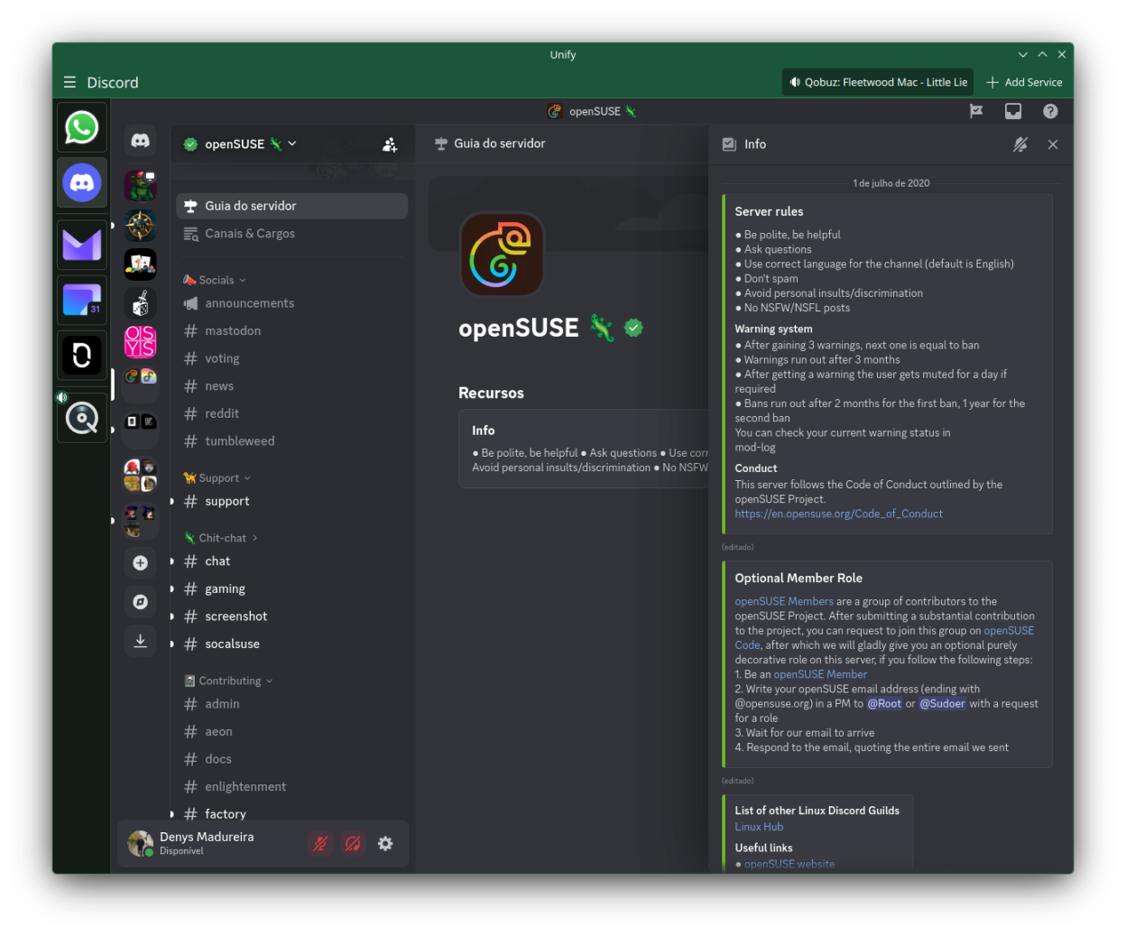 Unify managing multiple web services (Discord, YouTube, Gmail, etc.) in a single application window
