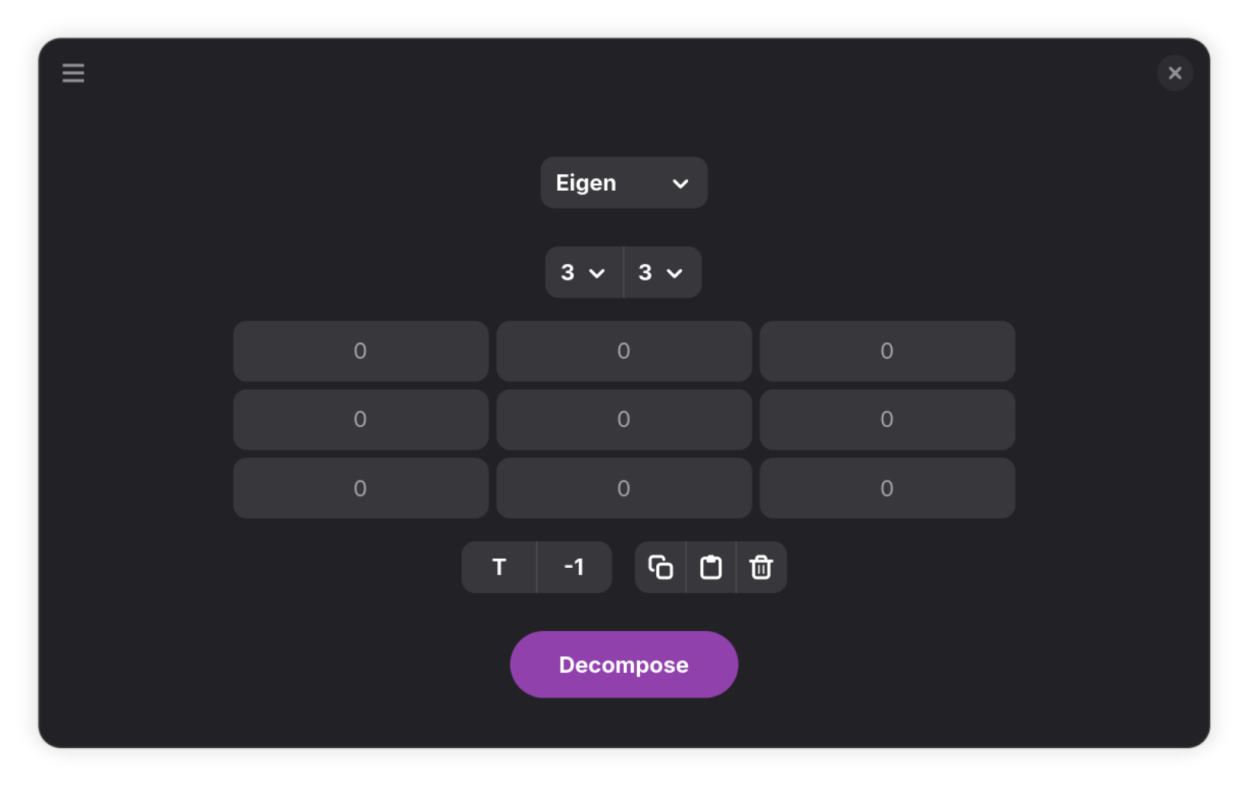 Eigen in eigendecomposition mode