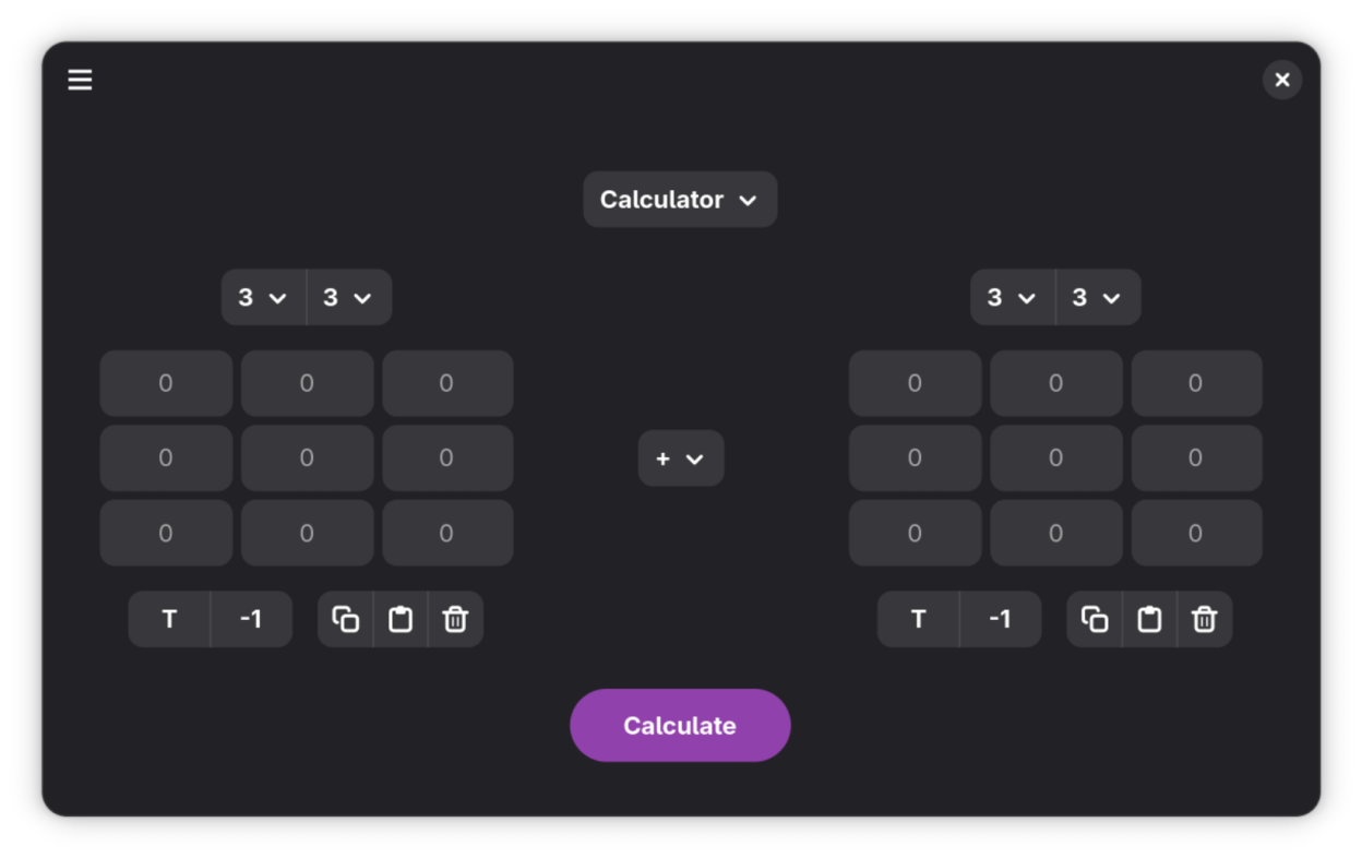 Eigen in matrix calculator mode