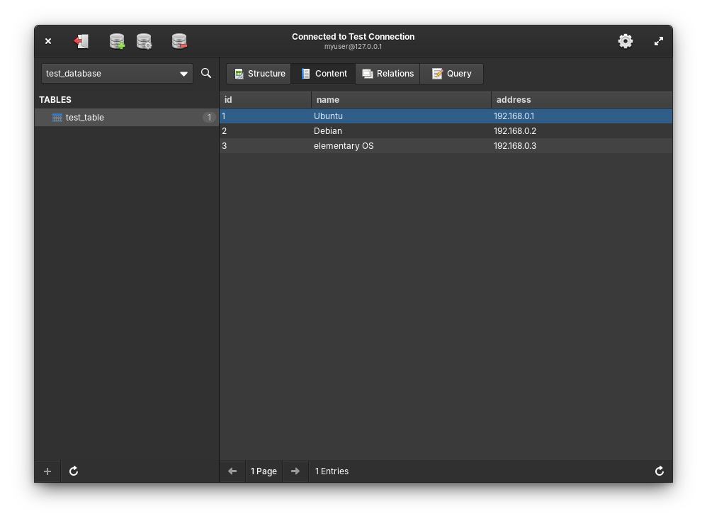 Database view