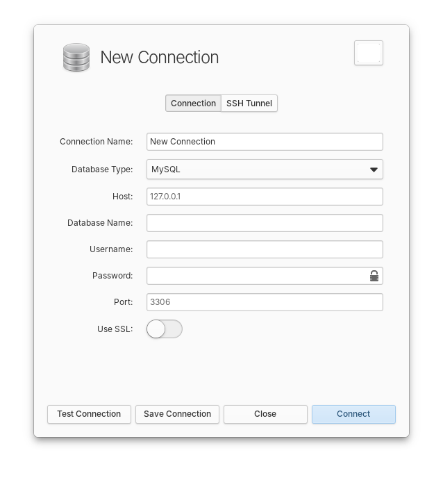 New connection dialog