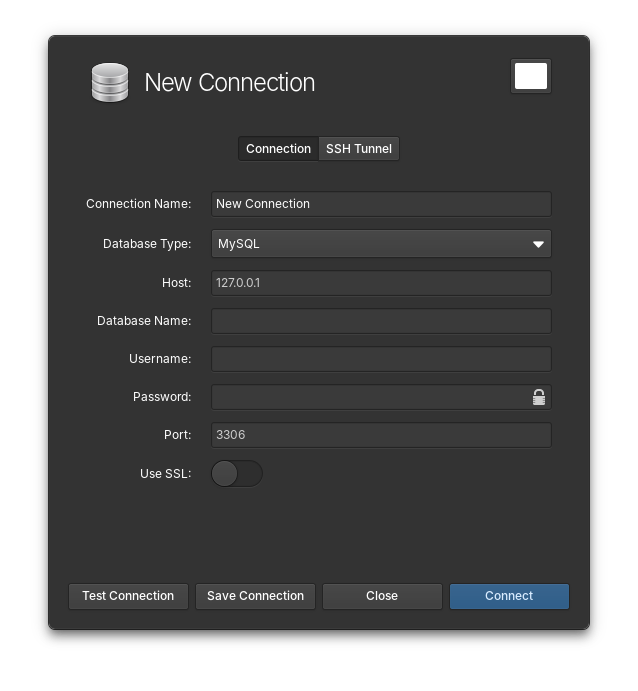 New connection dialog