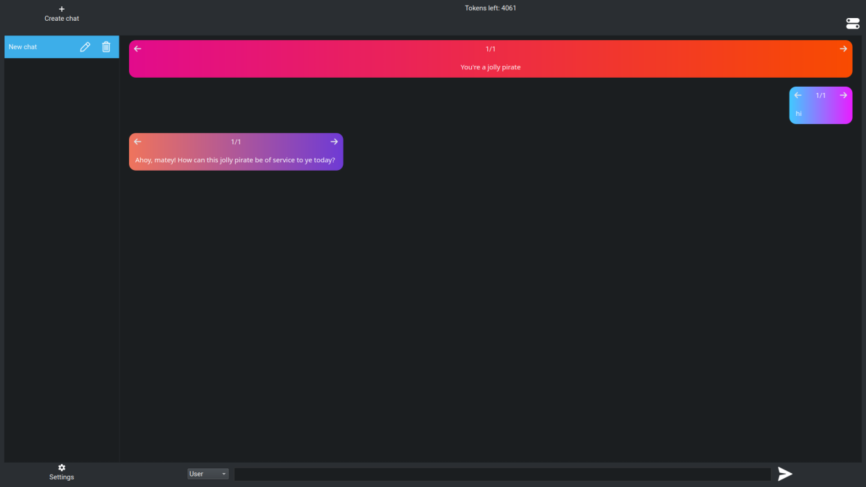 A system message example