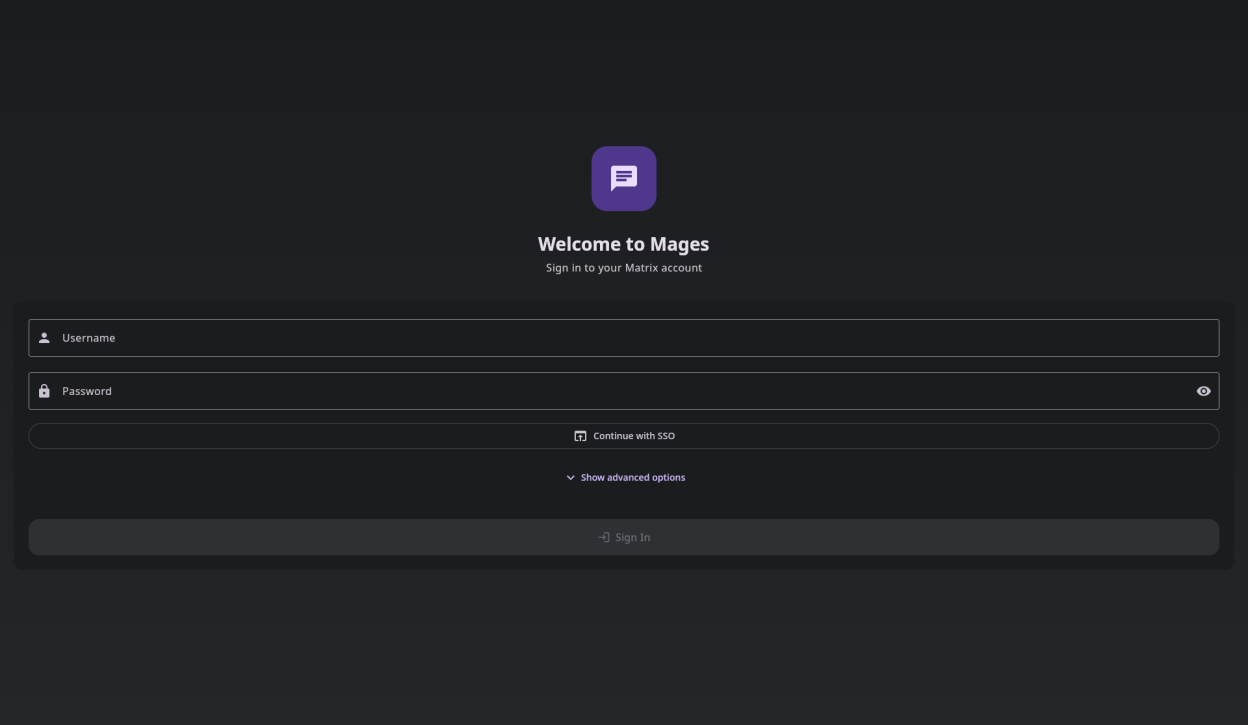 Main login page