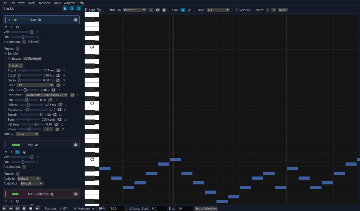 Piano roll editor