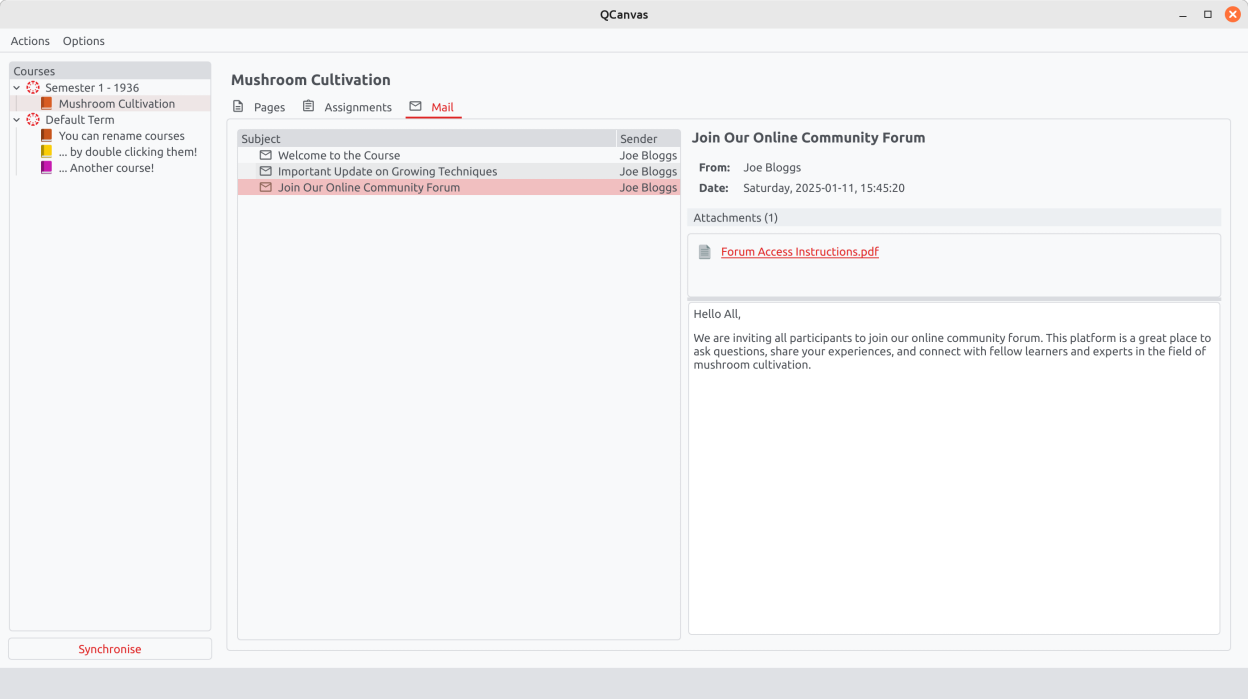 View announcements and attachments