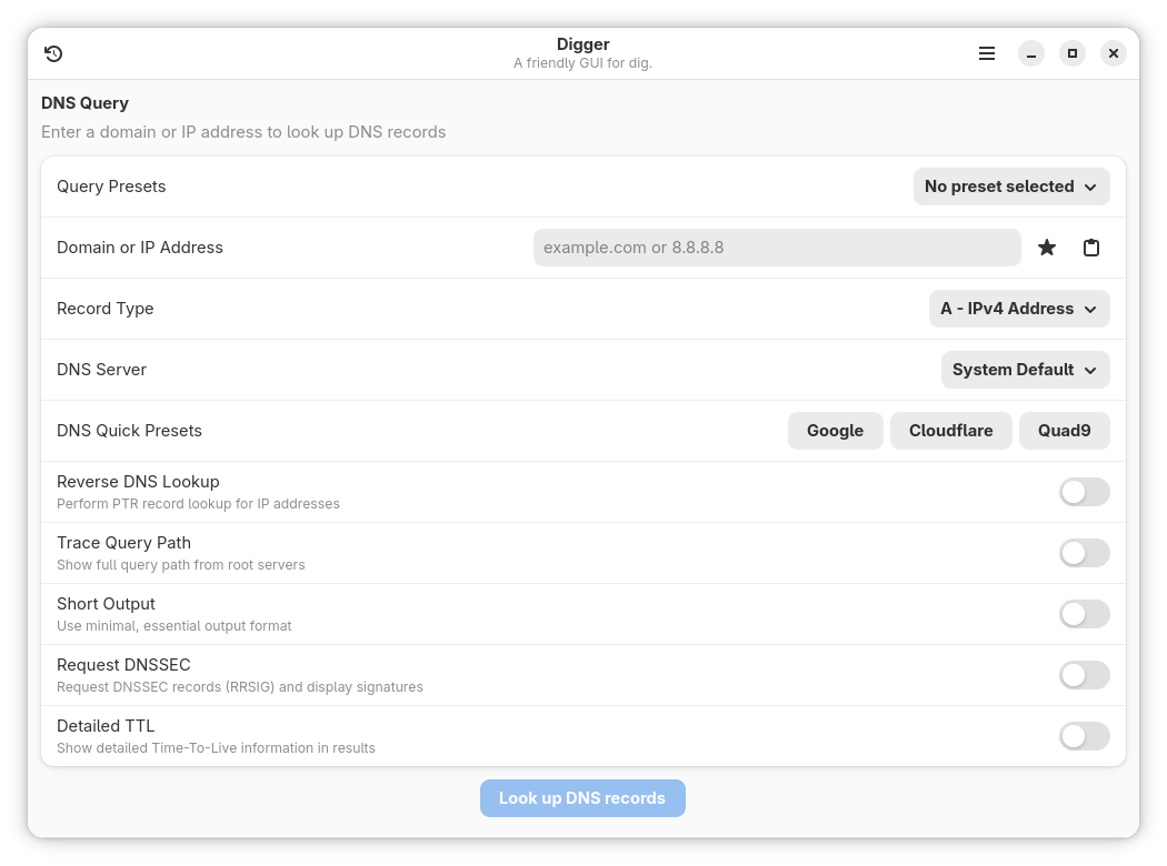 Main application window