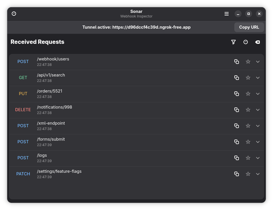 Viewing received webhook requests