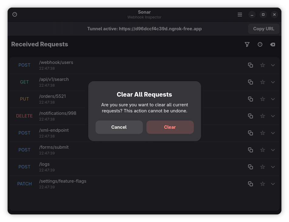 Clear Data dialog
