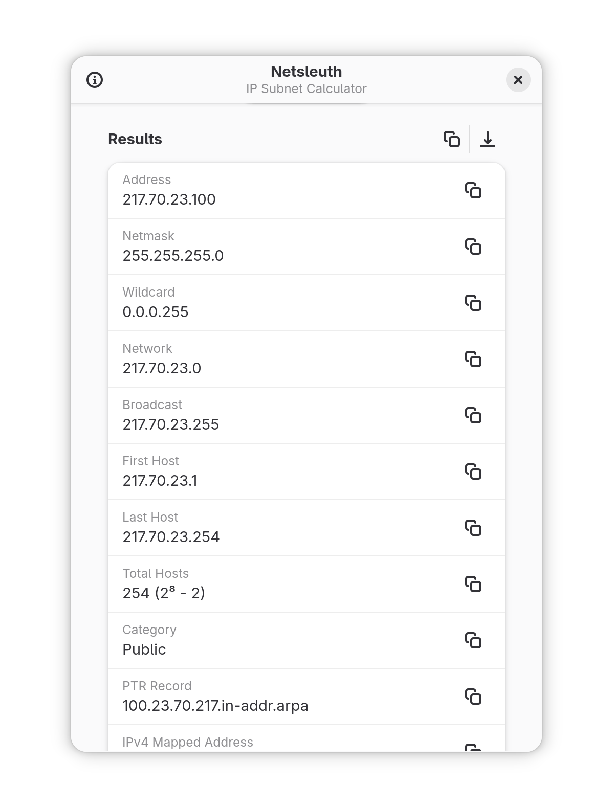 List of results