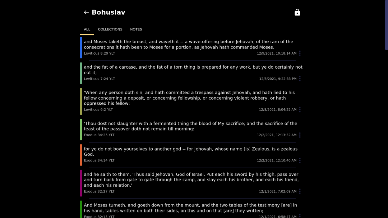Profile Bookmarks view