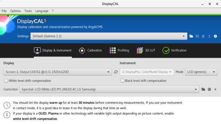 DisplayCAL screenshot 1