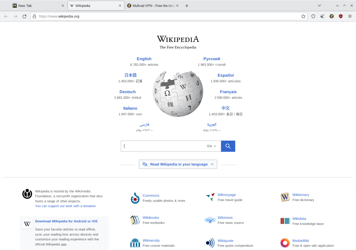Mullvad Browser screenshot