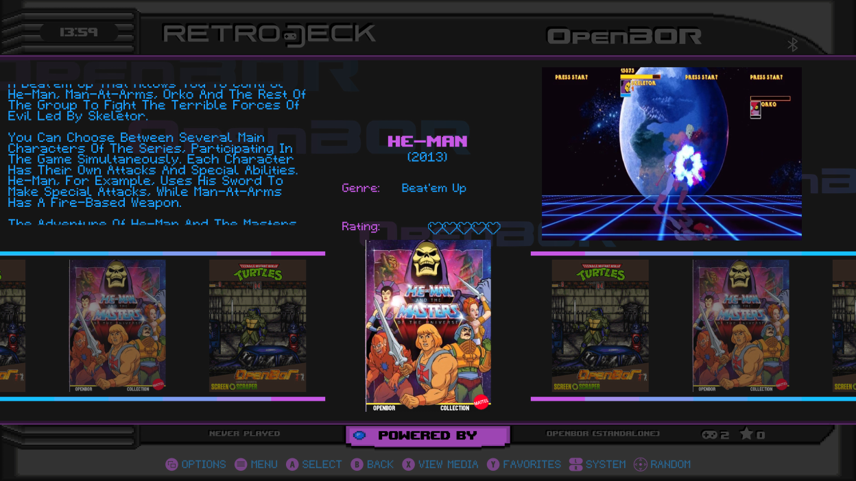 RetroDECK ES-DE Theme: OpenBor Menu