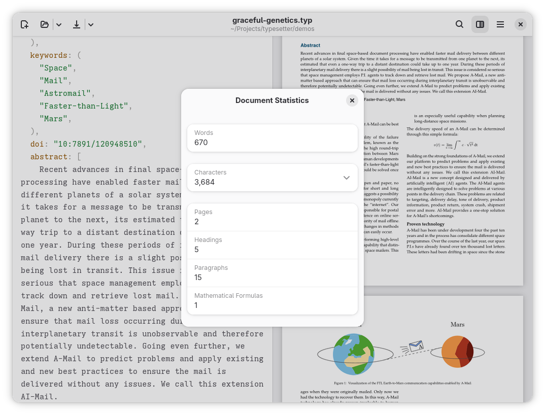Check document statistics