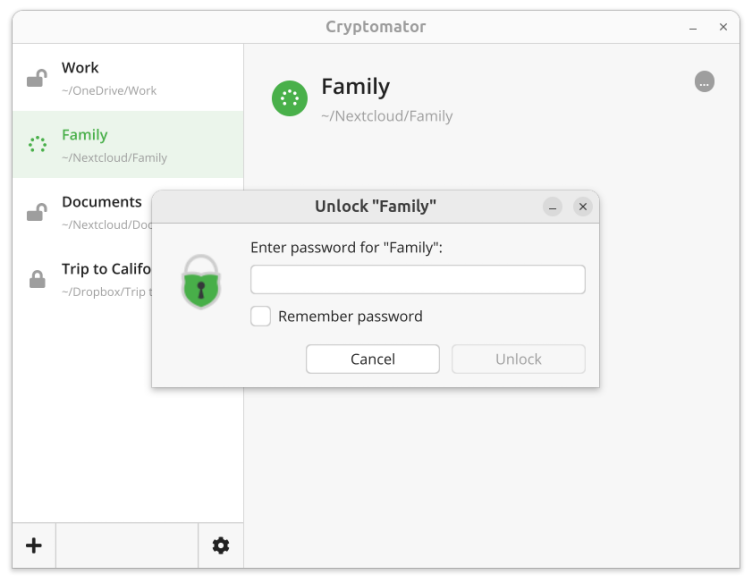 Cryptomator screenshot 1